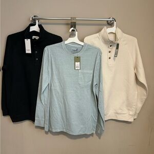 Lot of Men's Casual Long Sleeve Shirts and sweaters - Light Blue, gray, cream